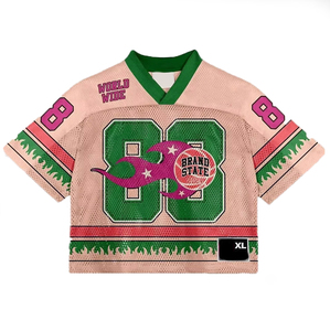 Dernier modèle d'été Maillot de football boxy en maille pour hommes 220gsm 100% Polyester Maillot de football américain - Product Image 1