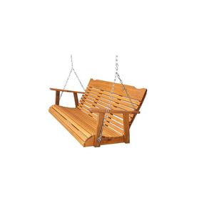 Outdoor wooden porch <b>swing</b> with heavy-duty steel chains and smooth finished for a peaceful and rustic <b>garden</b> vibe - Product Image 4