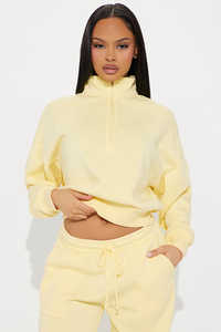 Venta caliente personalizado Casual conjunto de dos piezas 1/4 Sudadera con cremallera deportes ropa informal suelta Conjunto de sudadera y pantalón sólido para mujer - Product Image 4