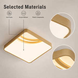 Modern Square <b>Led</b> Ceiling <b>Light</b> Gold Iron And Acrylic <b>Surface</b> <b>Mount</b> For Living Room Bedroom Dining Area Hallway - Product Image 4