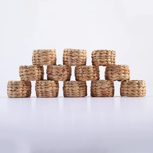 Moins cher prix titulaires rond de serviette en gros tableau dîner décor jacinthe d'eau de paille serviettes titulaire anneaux - Product Image 3