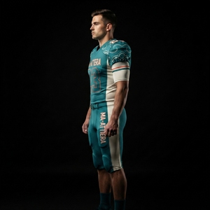 Maillot de football américain personnalisé bleu sarcelle et crème, pantalon rembourré, uniforme d'équipe numéro 23, vêtements de sport haute performance, fournisseur OEM ODM en gros - Product Image 4