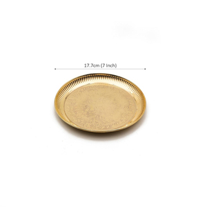 งานทำด้วยมือทองเหลืองแท้7นิ้วพร้อมลายนูนดอกไม้หรูหราออกแบบสำหรับงานแต่งงานและดิวาลีงานฝีมือโลหะเคลือบทอง - Product Image 2