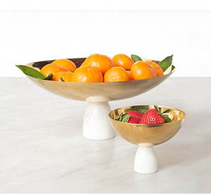 Cuenco de latón de diseño indio Premium con base de mármol cuenco de servicio moderno hecho a mano para comedor y decoración del hogar para regalar - Product Image 5