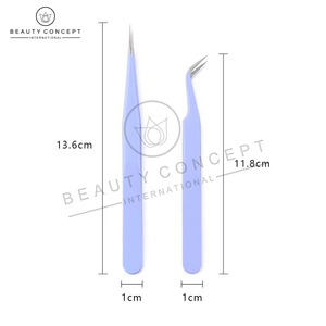 Pinzas de extensión de pestañas de instrumento de belleza de alta calidad de acero inoxidable multicolor personalizadas ecológicas - Product Image 3