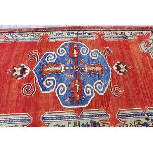 Alfombra Turca Vintage, Alfombra de 4.4x8.9 pies, Alfombra Floral Roja y Azul - Product Image 5