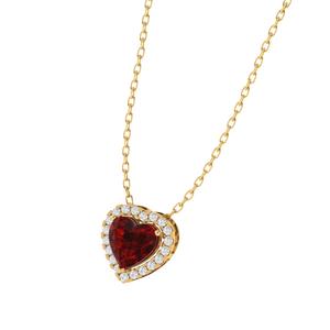 Chaîne plaquée or de 18 pouces avec pendentif en rubis taille cœur de 20 carats, plaqué rhodium et or jaune, bijoux en argent sterling - Product Image 5