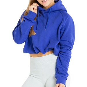 เสื้อฮู้ดครอปสีน้ำเงินสำหรับผู้ชาย ทรงปกติ สีพื้น เรียบง่าย สวมใส่สบายในฤดูหนาว ผ้าถักเฟรนช์เทอร์รี่ แขนยาว ระบายอากาศได้ดี - Product Image 3