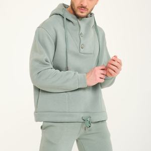 Survêtement vert sauge clair hommes sweat à capuche lourd et pantalon de survêtement ensemble deux pièces tenue décontracté Streetwear Sportswear Gym - Product Image 1