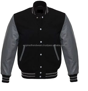 Chaqueta Universitaria de Cuero y Lana de Invierno para Hombre de Alta Calidad, Personalizada, con Mangas Térmicas Impermeables y Cuello Alto, Venta al por Mayor - Product Image 3