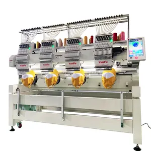 Four heads bordadora industrial 4 heads sewing embroidery machine for cap flat t-shirt embroidery