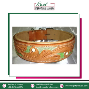 Proveedor y exportador global que vende collar de perro hecho con material de cuero indio genuino de alta calidad estándar para cuello - Product Image 2