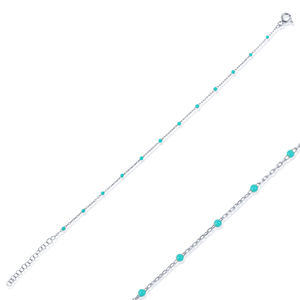 สร้อยข้อมือเงินแท้ 925 ดีไซน์เคลือบสีเขียวมิ้นท์ ประดับทอง งานฝีมือตุรกี ทันสมัย เหมาะสำหรับงานปาร์ตี้ งานแต่งงาน ขายส่งเครื่องประดับ - Product Image 4