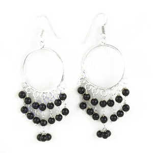 Pendientes de Araña con Cuentas Negras de Plata 925, Accesorios de Moda para Mujer - Product Image 2