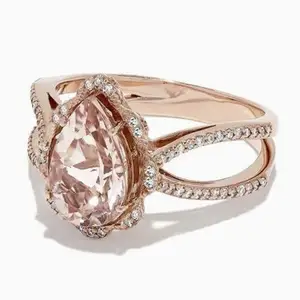 טבעת אירוסין משובצת זהב באיכות קיצונית מצופה זהב טבעת אירוסין בלעדית 2.65ct מדומה טבעת יהלומים במחיר סיטונאי