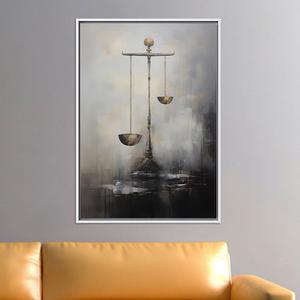 Tableau sur toile Balance de la Justice Dorée : Impression élégante pour décoration de cabinet d'avocats, TOILE ENCADRÉE BLANCHE - Product Image 1