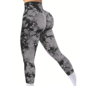 Servicio OEM 2025 Mujeres Tie-Dye Seamless Peach Butt High Waist Butt Pants Stretch Fitness Yoga Pants Activewear mujeres legging - Product Image 1