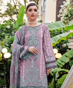 ปากีสถาน salwar kameez สำหรับผู้หญิงในสนามหญ้าสีแดงดีไซน์บูติกแบบส้อมชุดชาราและชุดเดรสราตรีสุภาพเรียบร้อย - Product Image 2