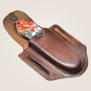 Jexmoo OEM Custom Handmade Multi-Functional Damascus Steel Pocket Knife Leather Sheath for Anniversary Gift Groomsman <b>Present</b> - Product Image 6