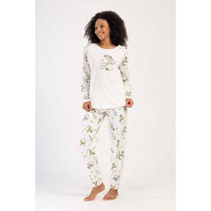 KADIN P.SUPREM XXL O YAKA REGLAN UZUN KOL ETEGI OVAL MANSETLI PIJAMA TAKIM - เครม - เครม - Product Image 3