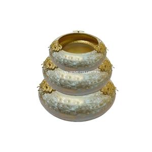 Ensemble de 3 tailles différentes de bols Urli de fleur de dessus de table de décoration de mariage couleur noire métal fer Unique nouveau style bol Urli de fleur - Product Image 4