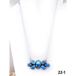 Collier artisanal en turquoise Golden Hills et argent sterling en forme de fleur, cadeau du Southwest - Product Image 1