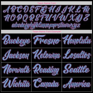 Camiseta de béisbol de punto acanalado auténtico Rosa-azul claro negro personalizado - Product Image 6