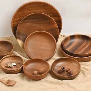 Premium Quality Eco-Friendly Handmade Round <b>Serving</b> Trays and <b>Spoons</b> Made of Acacia Wood with Antique Design - Product Image 5