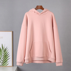 Sudadera CON CAPUCHA DE Color sólido de estilo urbano informal de algodón 100% para mujer - Product Image 5