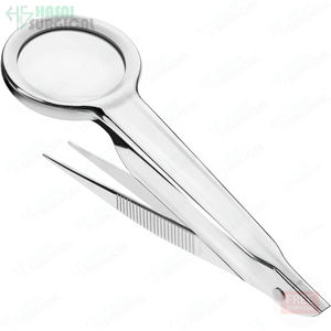 Pinzas de aumento de acero inoxidable Premium Herramienta de precisión de punta fina con lupa - Product Image 4