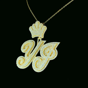 Collar con Colgante de Letra o Nombre con Diamantes de Imitación VVS Moissanite, Estilo Hip Hop, Personalizado de Fábrica, Pasa el Test de Diamantes, Joyería de Plata para Hombre - Product Image 3