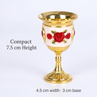 Mini Gobelet en Métal 7,5 cm, Style Vintage Floral, avec Relief de Rose et Finitions Décoratives Colorées, pour la Décoration Intérieure et les Cadeaux