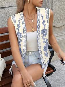 Femmes Brodé À La Main Suzani Toile Bouton Fini Matelassé Gilet Gilet Vintage Look Vestes Courtes Automne Hiver Plein - Product Image 2