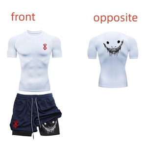 Combinaison de compression pour homme Sports Fitness Combinaison à séchage rapide Short moulant à manches courtes Summer Rush Guard - Product Image 4