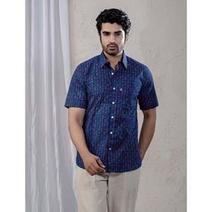 Camisa de Manga Corta para Hombre, Corte Entallado, Casual y de Esmoquin, 100% Algodón, Estampado de Puntos, Estilo Popelina, Diseño ODM - Product Image 3
