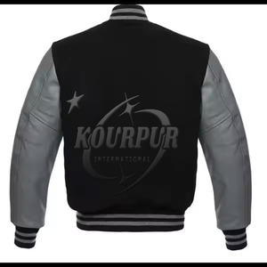 Chaqueta universitaria de alta calidad MOQ baja para hombres con mangas de cuero genuino Chaquetas universitarias ecológicas a precio al por mayor - Product Image 4