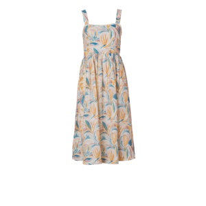 Vestido Midi Floral de Algodón y Yute para Mujer, Estilo Boho Casual y Elegante, Decoración con Recortes, Cintura Elástica, Talla XS-XL - Product Image 2