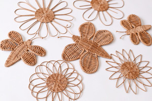 Ensemble de décoration murale Boho Nursery Style Art Déco rotin osier papillons et fleurs panier suspendu pour décoration murale de pépinière - Product Image 4