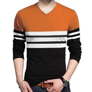 New Style Two Tone Long Sleeve <b>Men</b> Oversized Double Layer 100% Cotton Breathable Eco-Friendly Quick Dry Casual T-<b>Shirt</b> - Product Image 5
