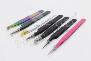 Pinzas para extensión de pestañas de acero inoxidable color azul 45 °   90 °   Pinzas para Pestañas en Forma de L, Herramientas de Belleza Profesionales para Artistas de Pestañas - Product Image 3