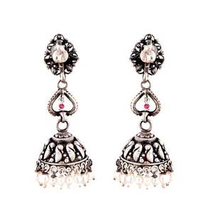 Pendientes de plata de ley 92,5 hechos a mano con cable, joyería con pasador de Jhumkis, NSJ-892 - Product Image 2