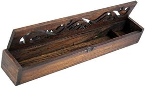 Porte-encens artisanal de qualité supérieure, brûleur à bâtonnets, boîte en bois brun, artisanat artisanal, décoration d'intérieur, brûleur à encens en bois - Product Image 5
