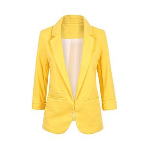 Blazer tendance printemps-automne, couleur bonbon, col en V, manches trois quarts, costume féminin, petit costume, veste décontractée pour le travail, <span class=keywords><strong>OL</strong></span> - Product Image 5