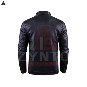 Blouson en cuir noir d'hiver pour homme, élégant, toutes tailles, avec logo personnalisé et étiquette privée, blouson en cuir avec fermeture éclair - Product Image 2