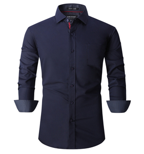 Camisas de vestir para hombre, camisa de vestir de poliéster básica de alta calidad de diseñador para hombre, ropa de trabajo, manga larga de negocios, estampado de botones para hombre - Product Image 2