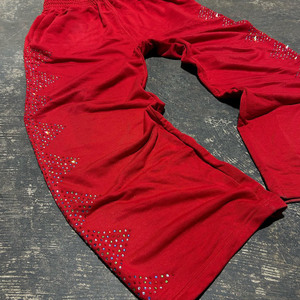 Pantalones de chándal holgados acampanados rectos anchos con diamantes de imitación lavados, ropa de calle personalizada de estilo informal para hombre de la industria RAM - Product Image 4