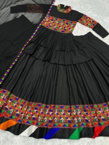 Navratri spécial pur coton magique numérique imprimé et vrai miroir travail à la main Gamthi brodé Lehenga et Kediya avec Dupatta - Product Image 5