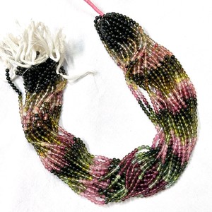 Gran oferta de cuentas redondas lisas de turmalina múltiple de 3mm, hebras de cuentas de piedras preciosas de turmalina Natural para la fabricación de joyas al por mayor - Product Image 5