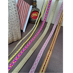 Borde bordado de cinta de encaje de algodón y poliéster metálico de calidad superior para vestido de novia Sari disponible para precio de exportación - Product Image 5