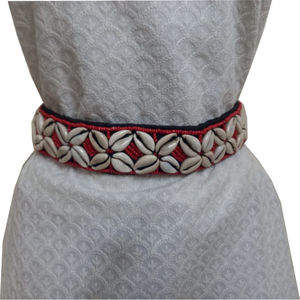 Coquille de coton perlé ceinture pour femmes mode noir sac blanc Western OEM Logo Style boucle tissu emballage pièces couleur royaume-uni - Product Image 1